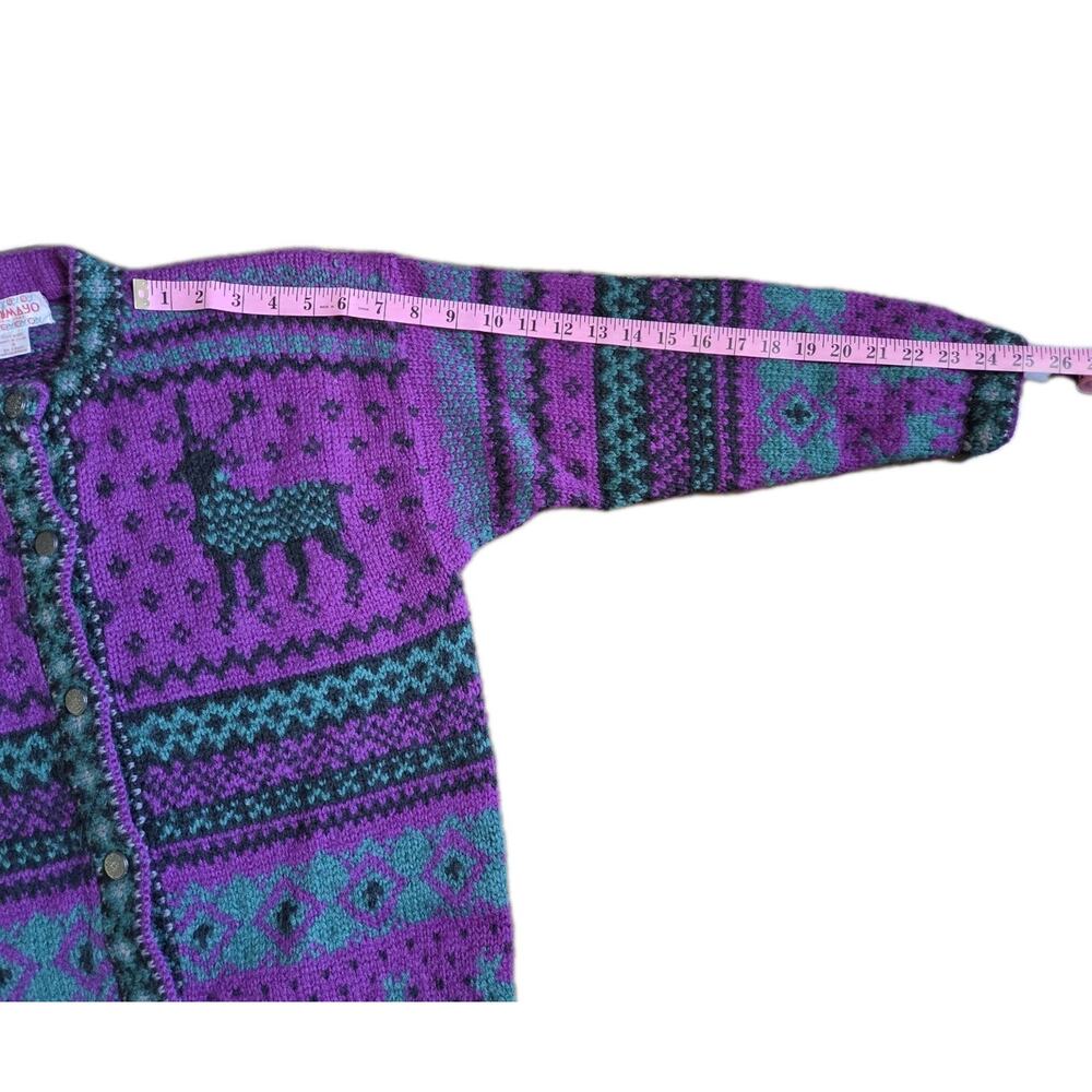 VTG Putumayo Wool Deer Cardigan Sweater Nordic Folk Art Cabin Core USA S - Picture 9 of 9